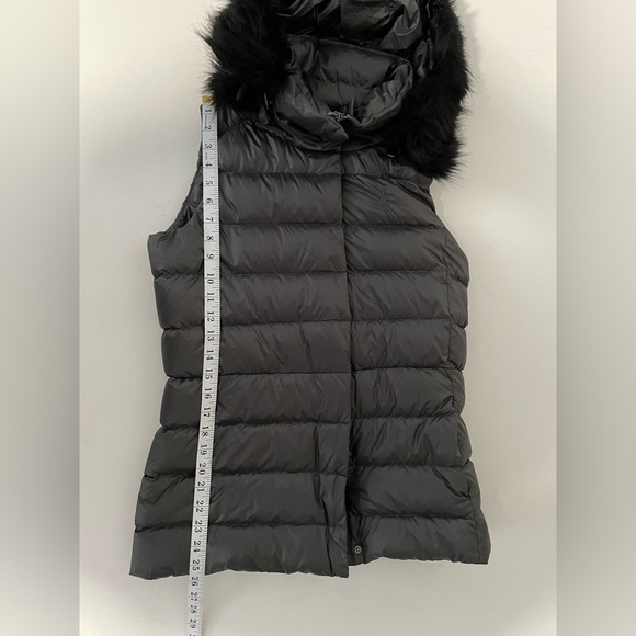 POLO RALPH LAUREN Water Resistant Down Hooded Vest Magnum Grey XS Fur trim - Picture 5 of 16